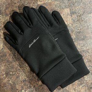Eddie Bauer fleece lined lightweight grip gloves black size S P/M